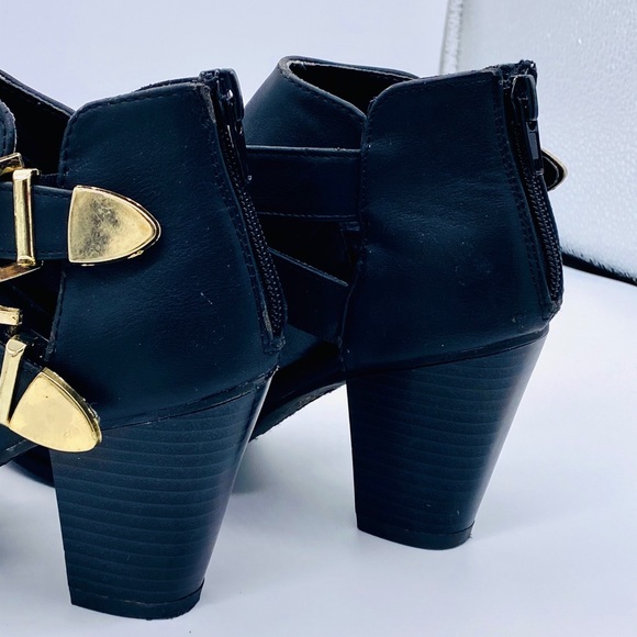 EUC Bamboo Sharpay Buckle Cut Out Ankle Booties - Picture 5 of 11